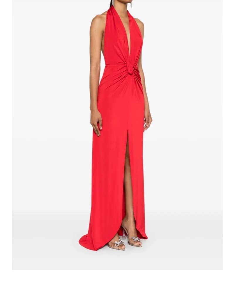 NISSA Open Back Red Halter Maxi Dress - Image 1
