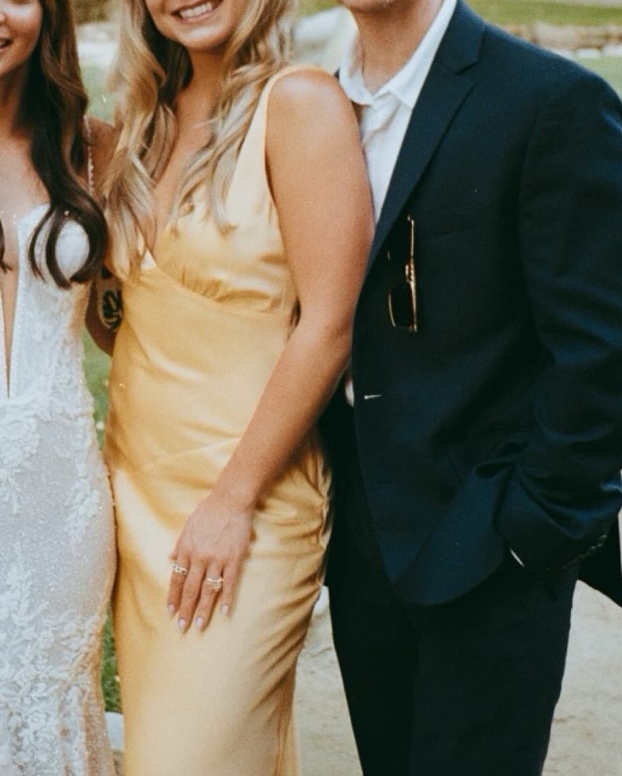 Yellow Satin Dress Backless - Image 3