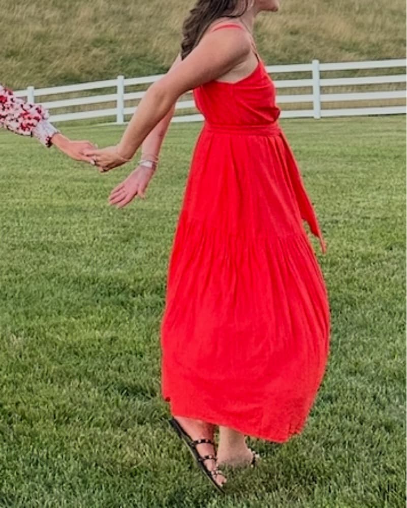 Red Fun Flowy Dress With Belt - Image 2