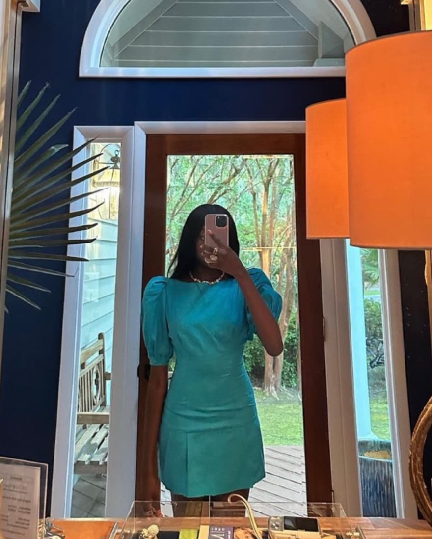 Vintage 80s Blue Mini Dress - Image 1