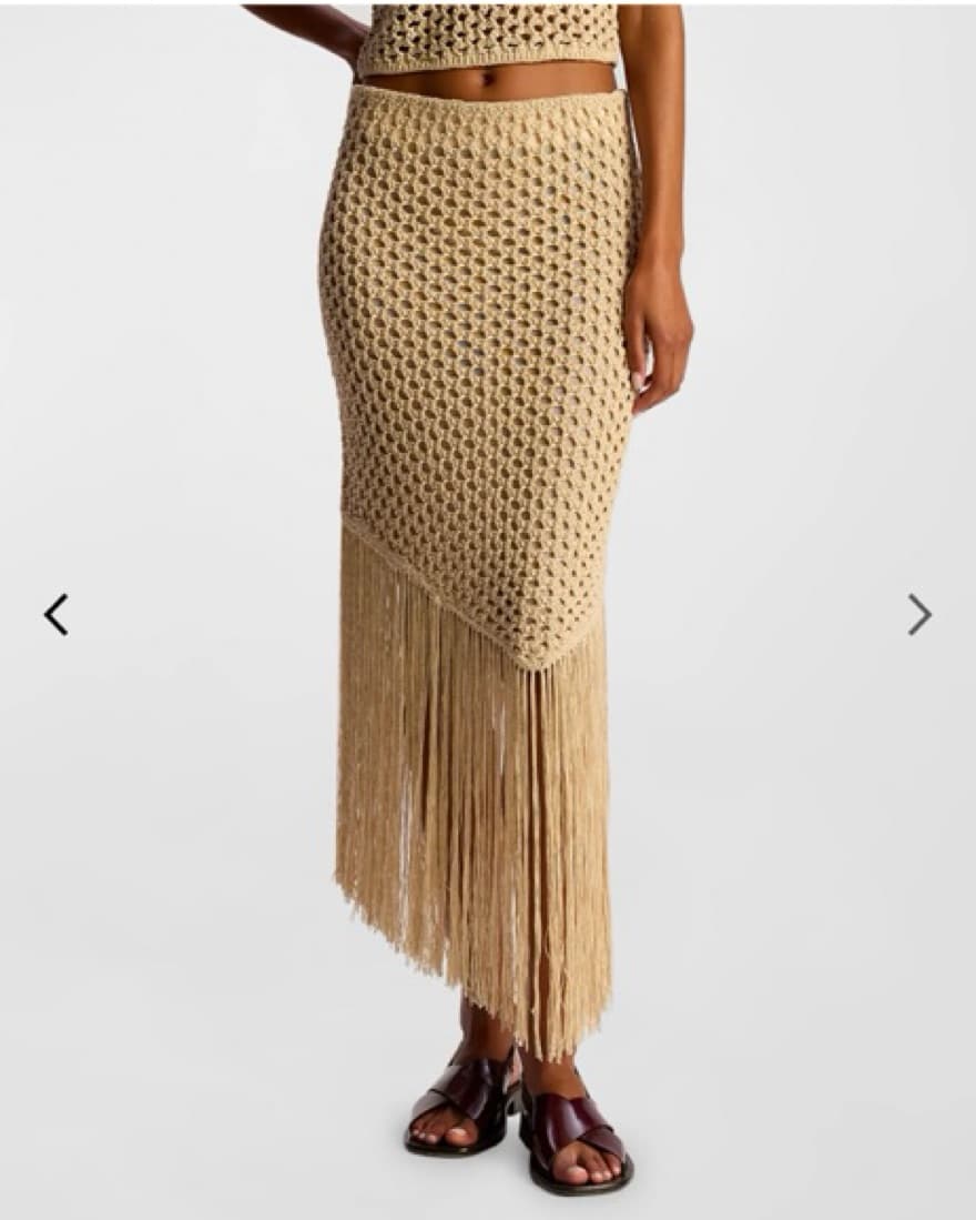 A.L.C. Knit Fringe Midi Skirt Beige - Image 2