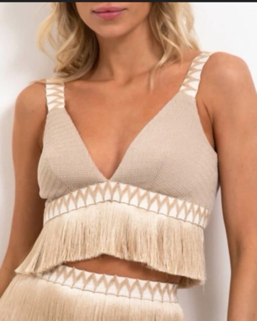 Patbo Metallic Knit Crop Top - Image 1