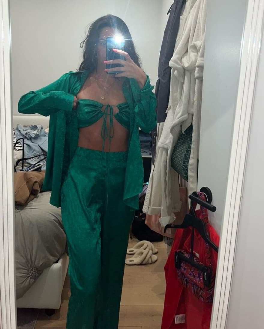 3 Piece Green Satin Set - Good Nye Fit  - Image 2