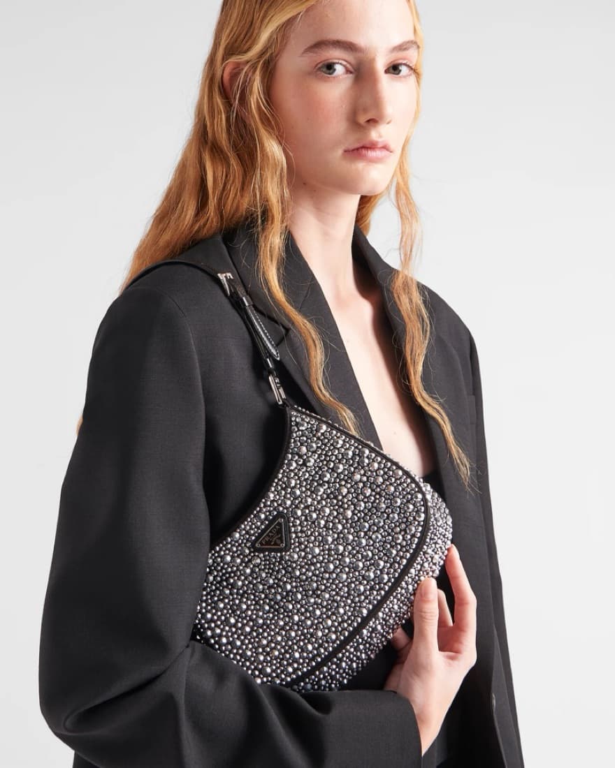 Prada Cleo satin bag with crystals - Image 5