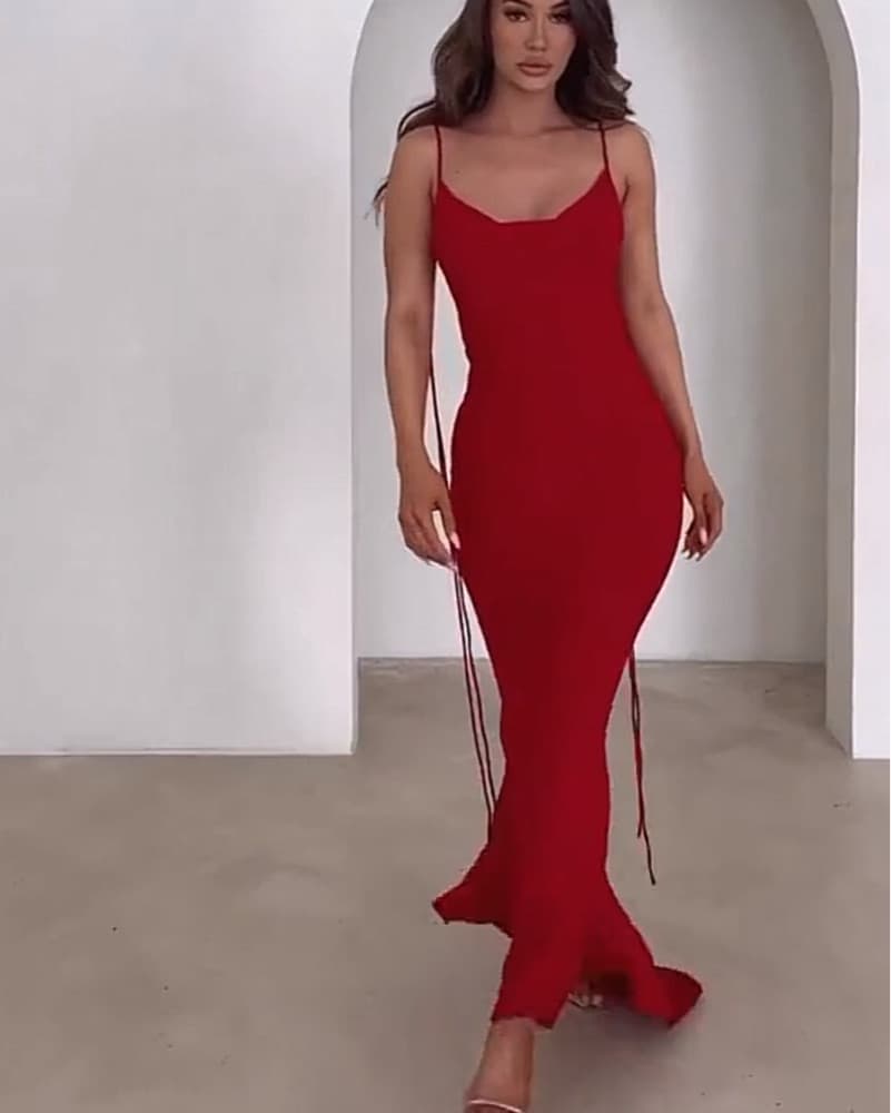 Melani the Label Red Backless Maxi Dress - Image 2