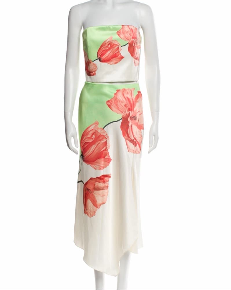 Vibrant Floral Crop Top and Midi Skirt Set - Image 1
