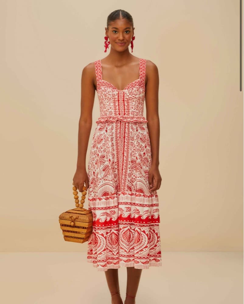 Farm Rio Red River Ride Midi Dress - Image 1