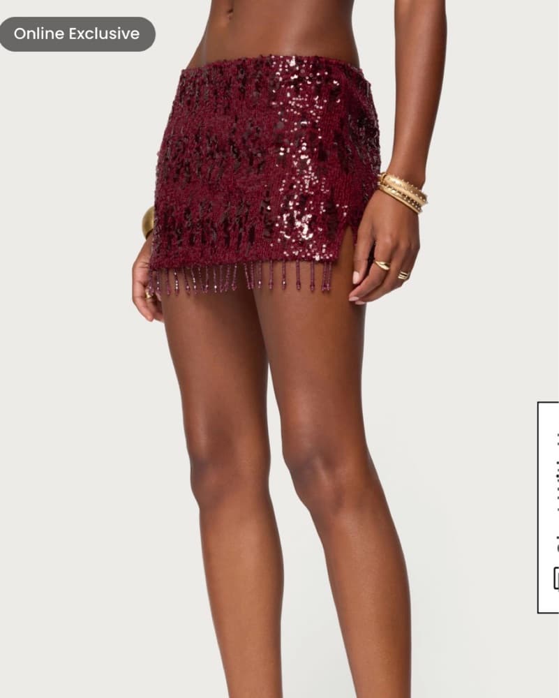 Red Sequin Mini Skirt - Image 2