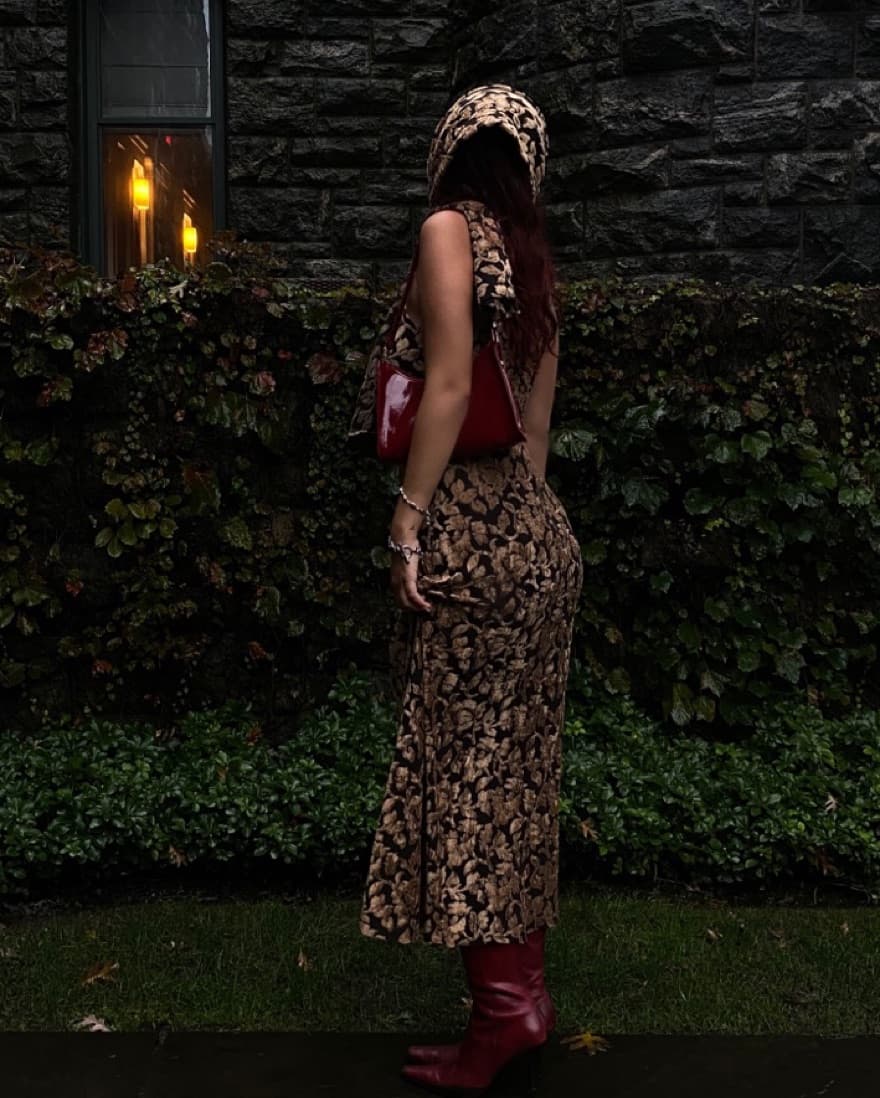 Tapestry Print Dress With Silk Scarf - Image 4