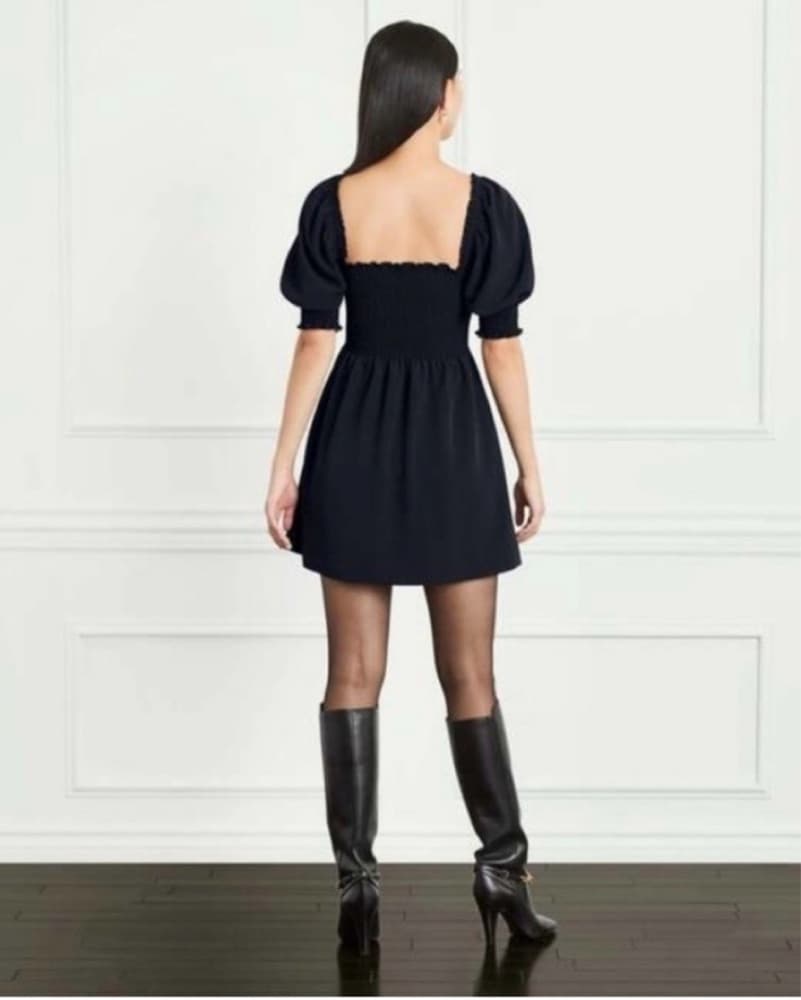 Elegant Black Puff Sleeve Dress - Image 3