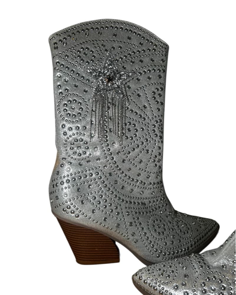 SILVER CRYSTAL COWBOY BOOTS - Image 3