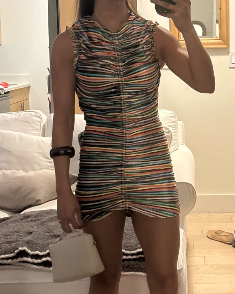 Siedres Colorful Stripe Mini Dress - Image 1