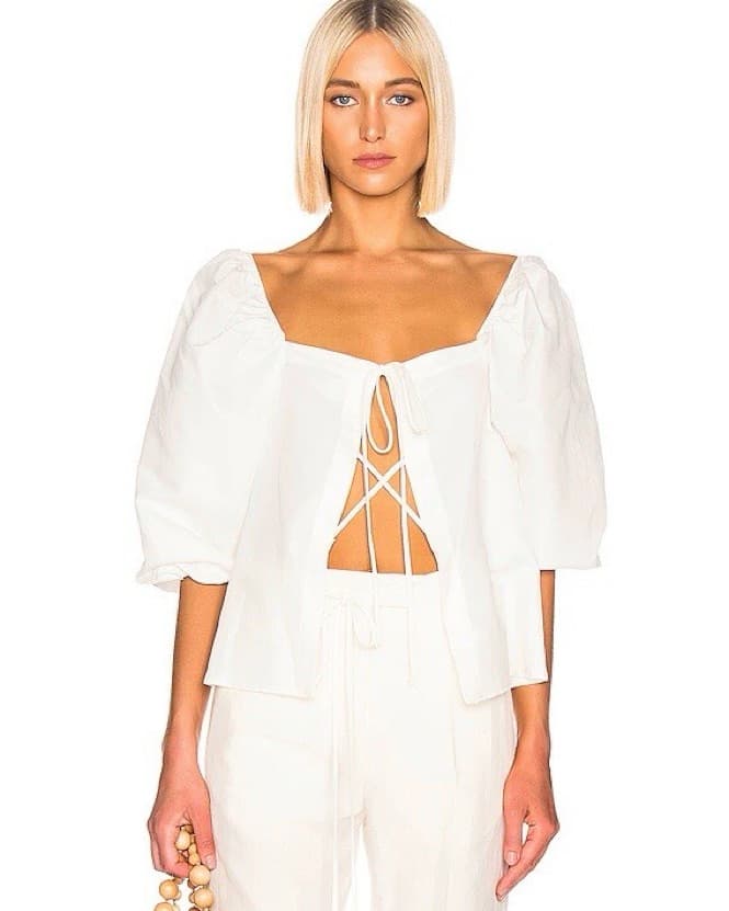 Cult Gaia Aurel tie front blouse - Image 1