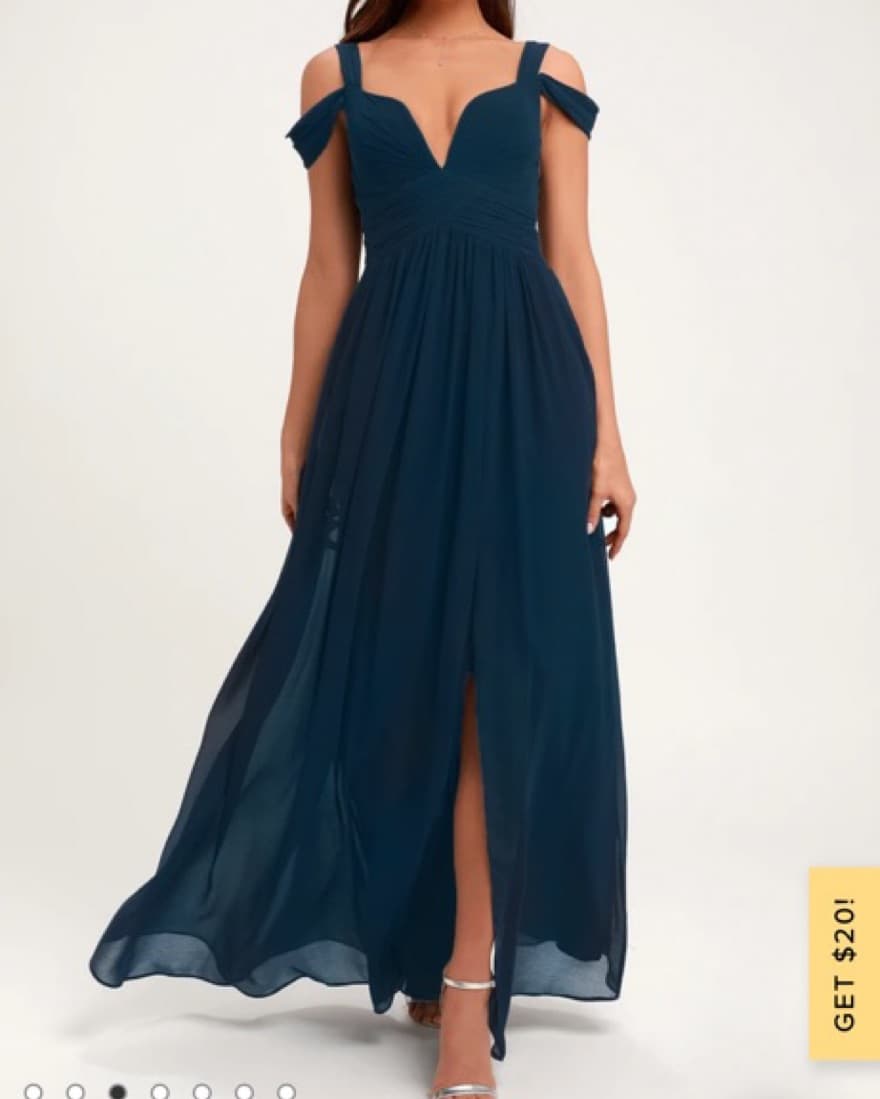 Navy Blue Off the Shoulder Formal Gown - Image 4