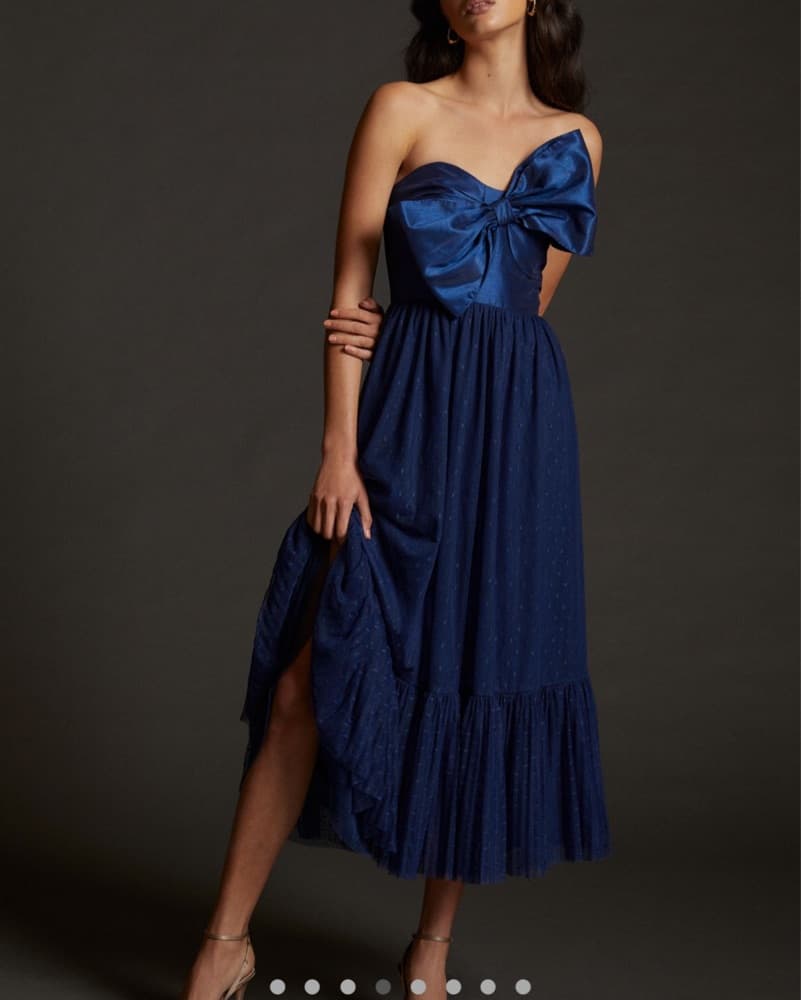 Navy Bow Anthropologie Dress  - Image 1