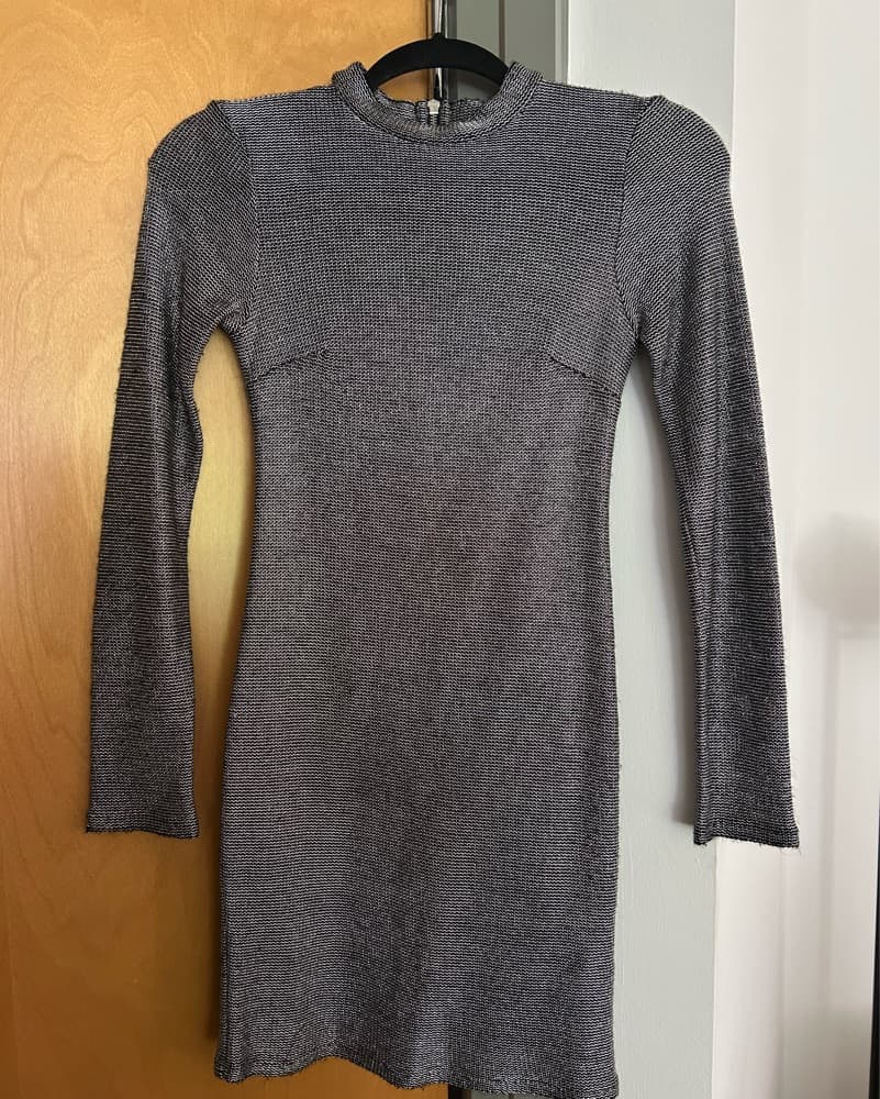 Silver Topshop Mock Neck Dress - Image 2