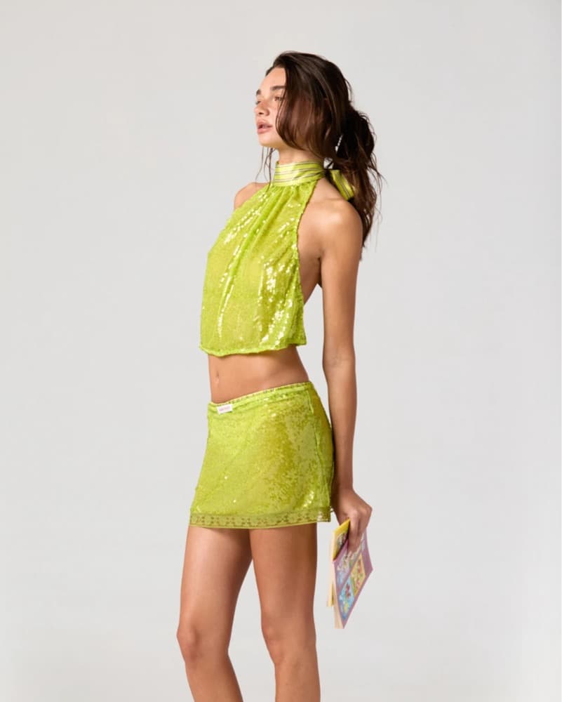 Green Handover Sequin Skirt Set - Image 2