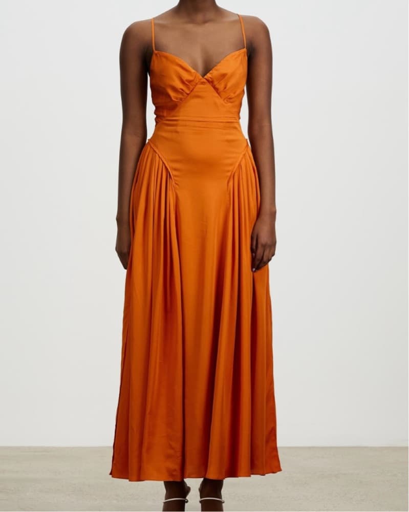Self Portait Burnt Orange Bodice Dress - Image 1