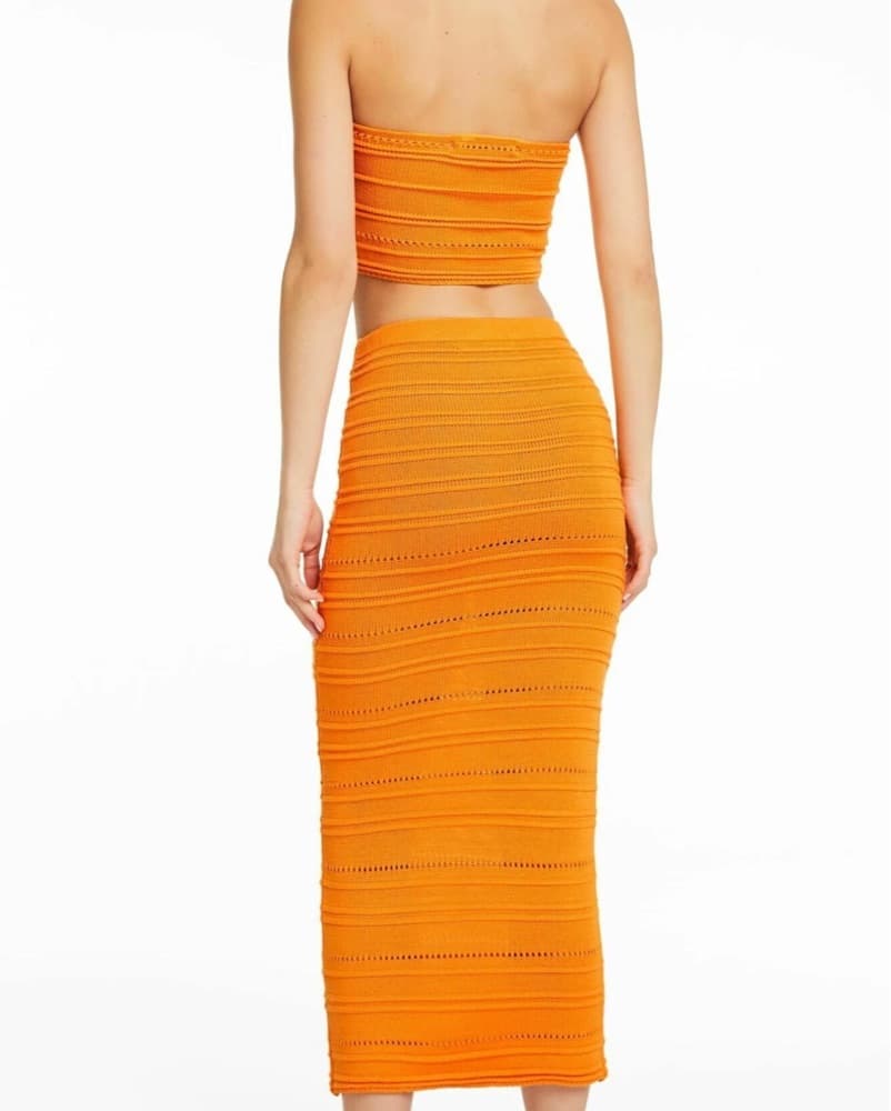Orange Bandeau Top and Midi Skirt Set - Image 2