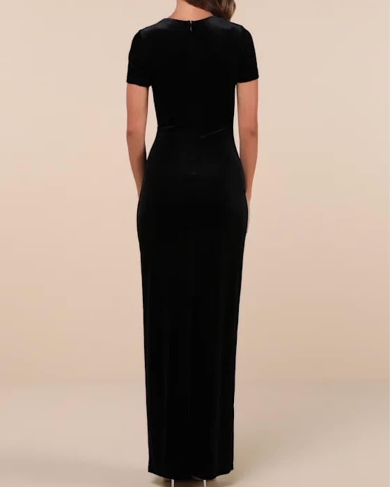 Lulus Maxi Black Velvet Dress - Image 2