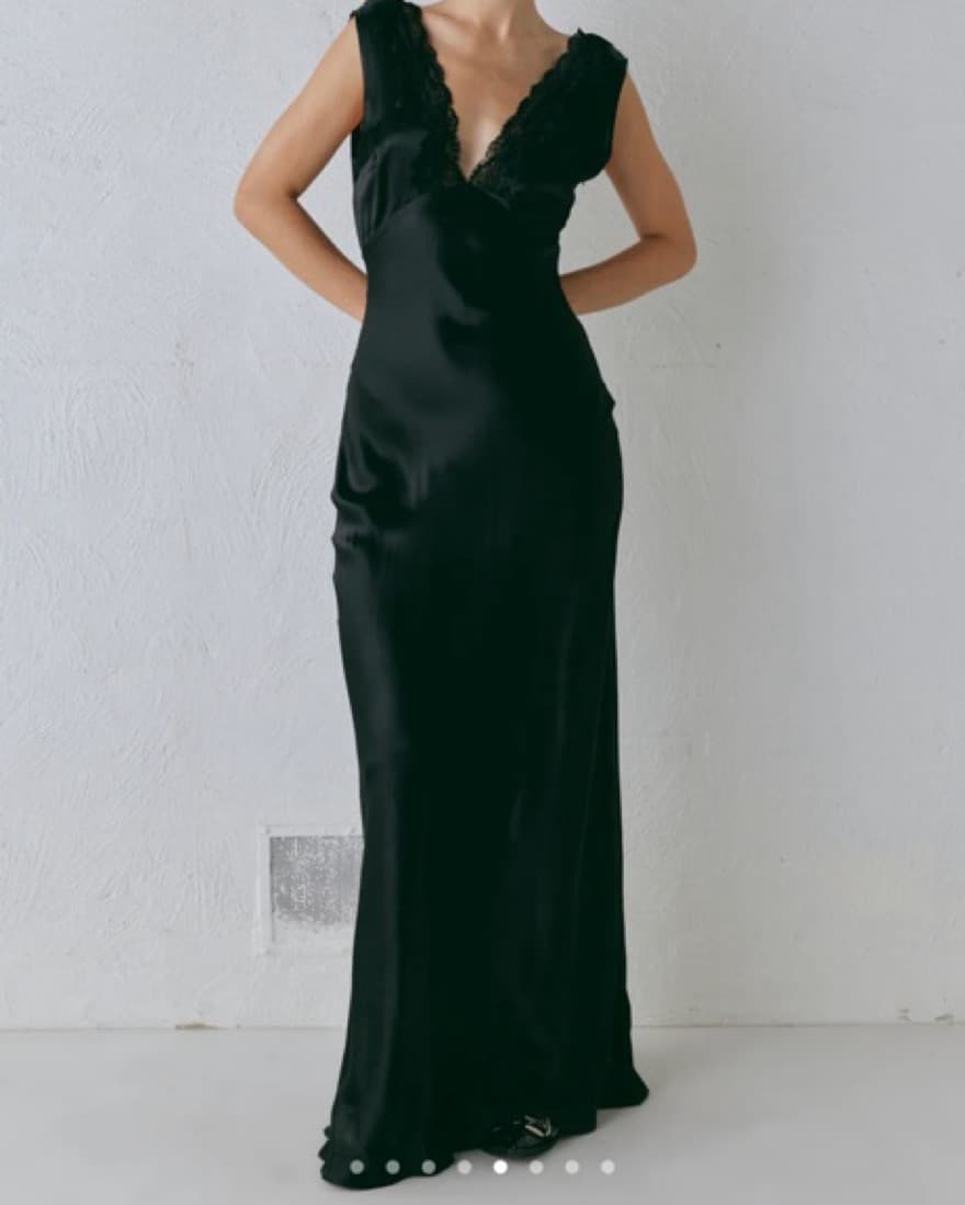 Black Satin Maxi Dress - Image 2