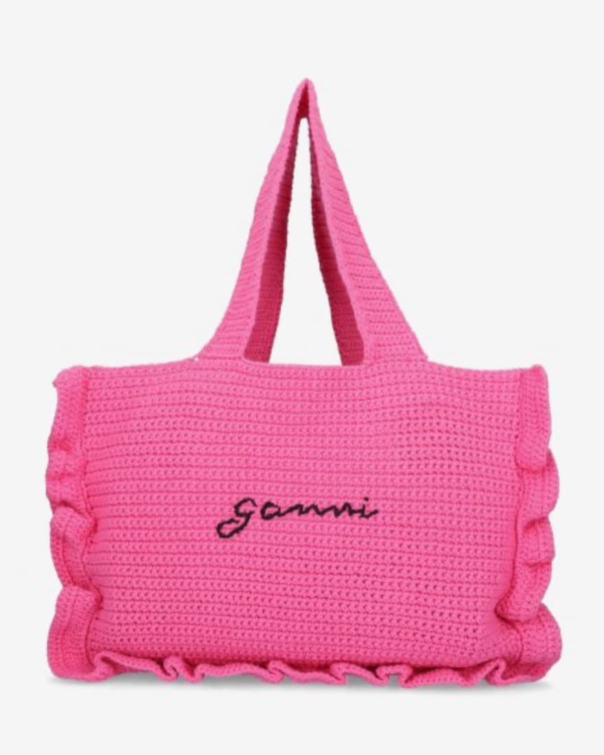 Ganni Pink Crotchet Dress And Bag Set - Image 4