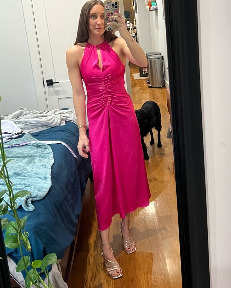 Sandro Pink Satin-Effect Dress - Image 1
