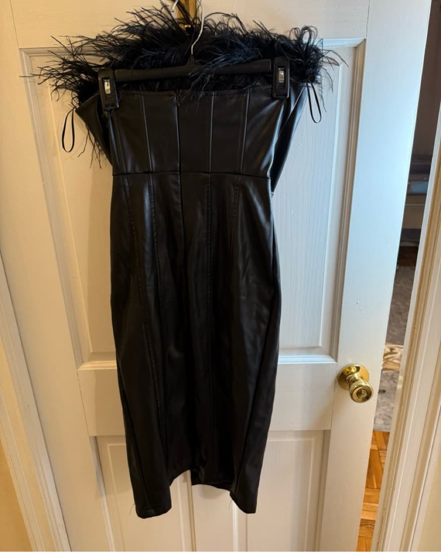 Leather Midi With Removable Feather Trim - Image 4