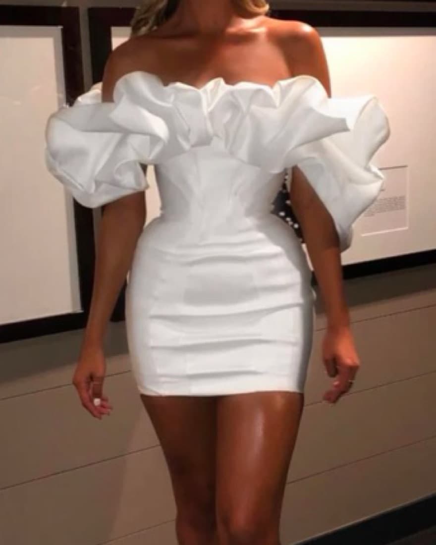 Elegant Ruffled Off-Shoulder Dress - Image 1