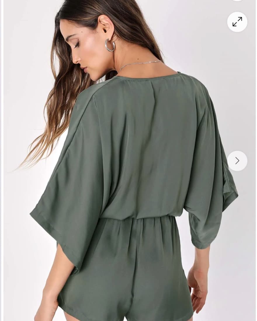 Lulus Olive Green Romper Half Sleeve - Image 3