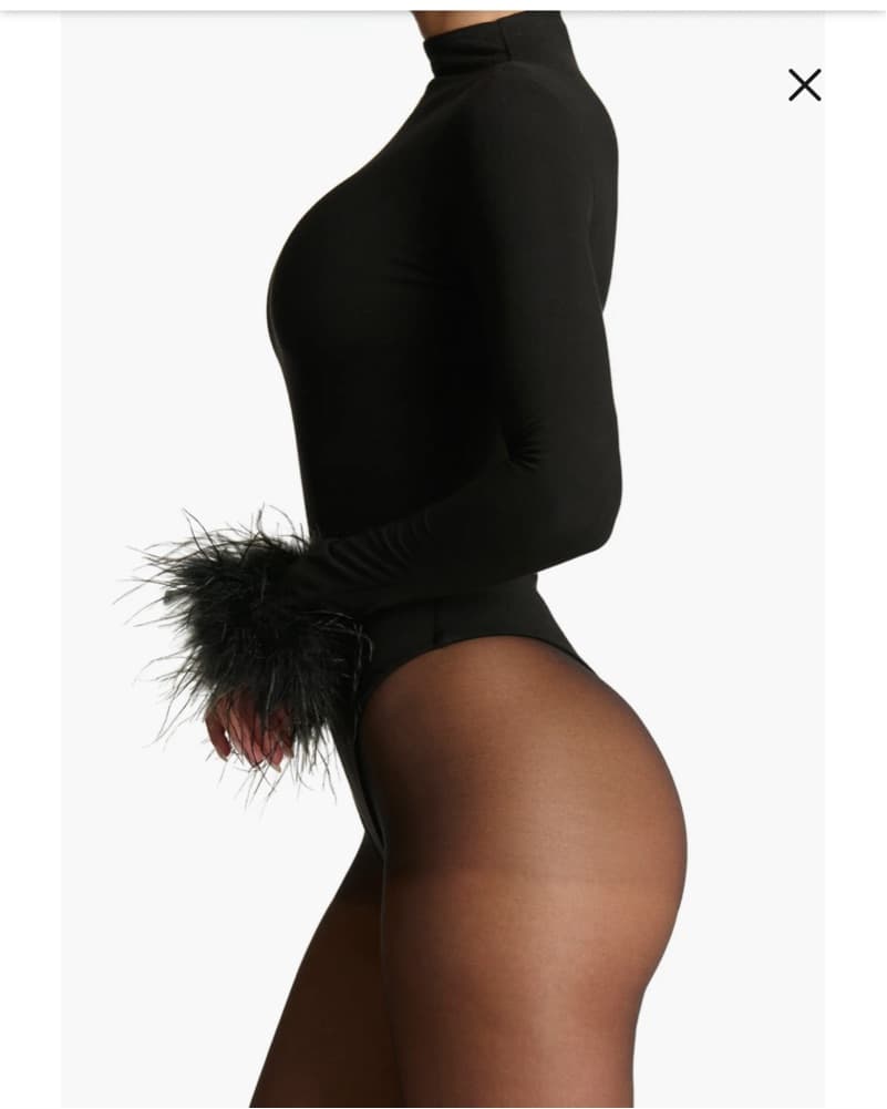 Naked Wardrobe Bodysuit w Feather Cuffs  - Image 5