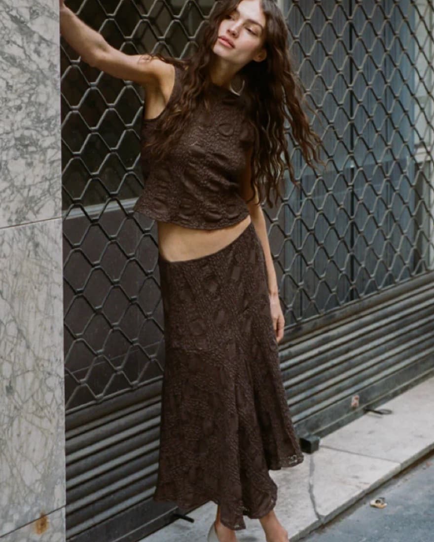 With Jean Maeve Brown Top & Skirt Set - Image 1
