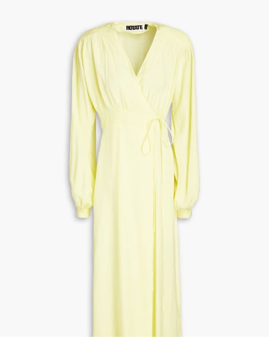 Rotate Butter Yellow Wrap Dress - Image 4