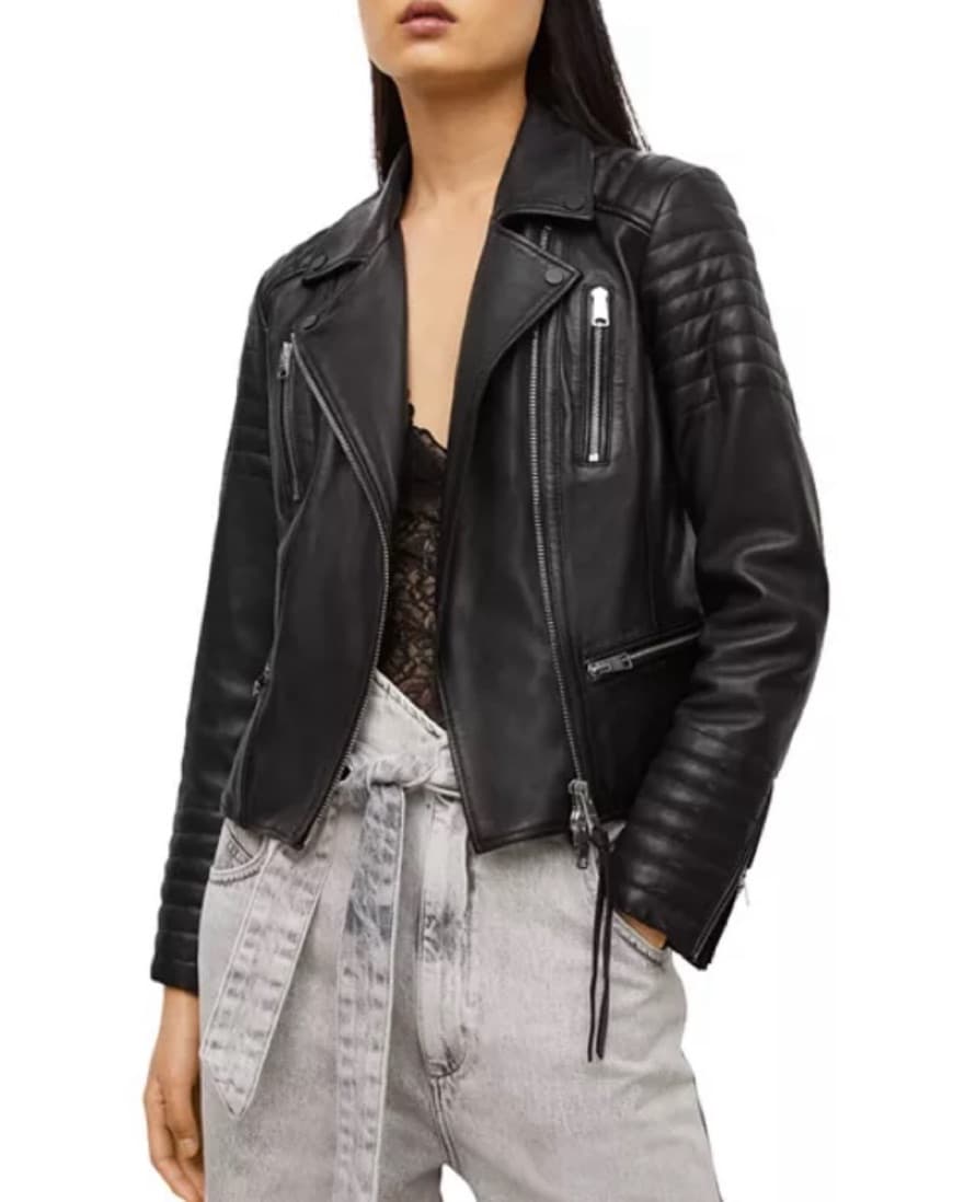 Sleek Black Leather Moto Jacket - Image 4