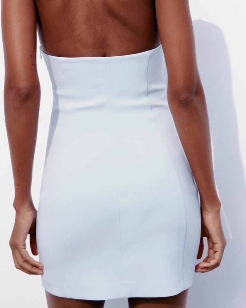 Zara Baby Blue Halter Mini Dress  - Image 2