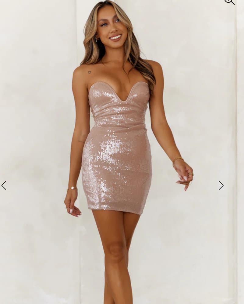 Hello Molly Nude Sequin Mini Dress - Image 2