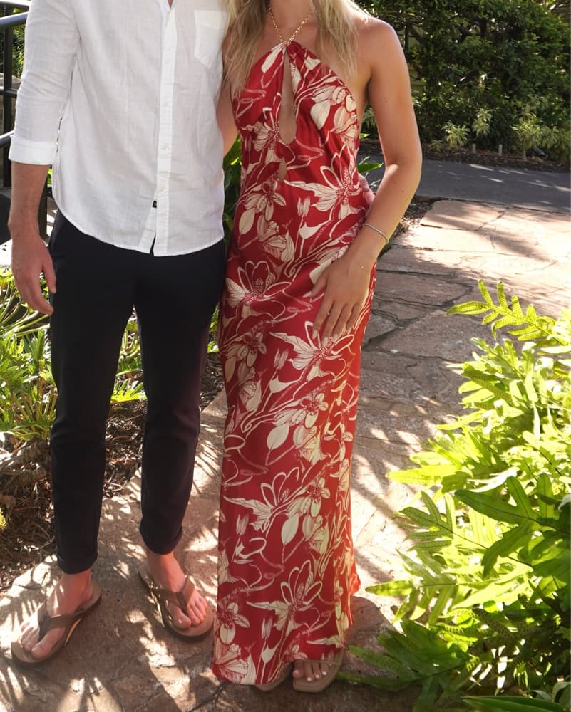 Reformation Red Halter Silk Maxi Dress - Image 3