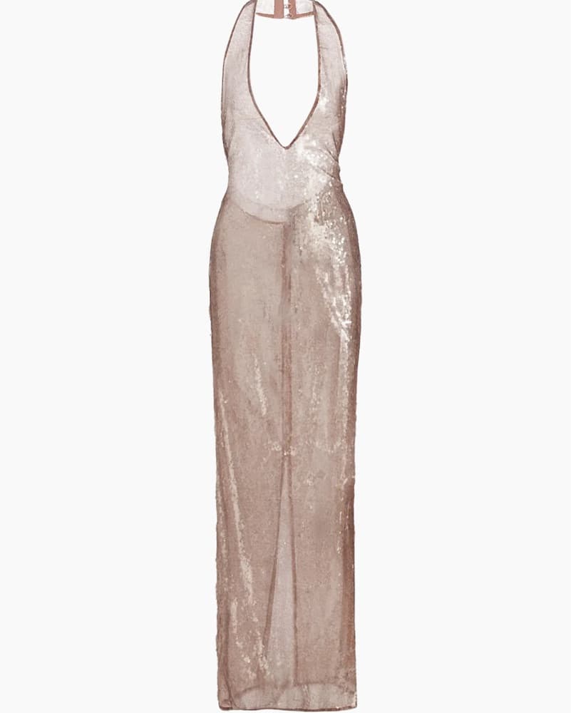 LAPOINTE Sheer Sequin Halter Gown - Image 5