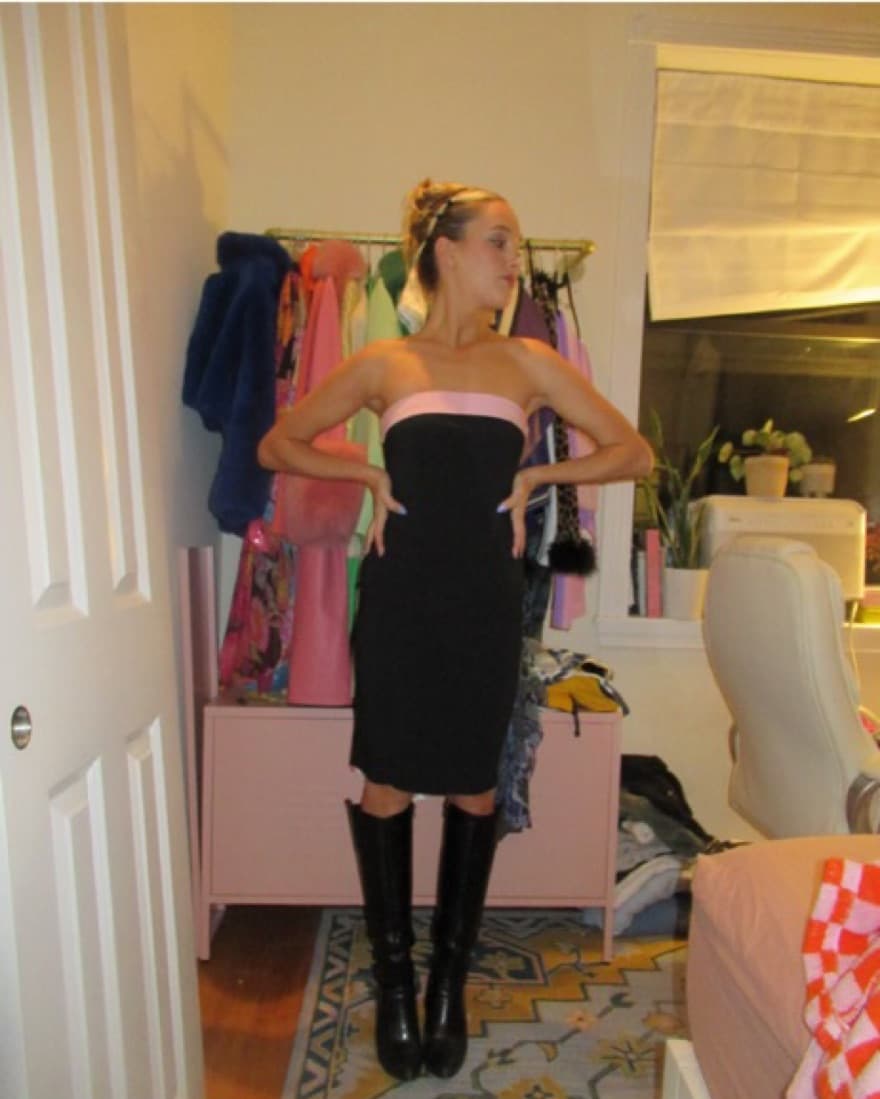 Vintage Express Pink And Black Dress - Image 1