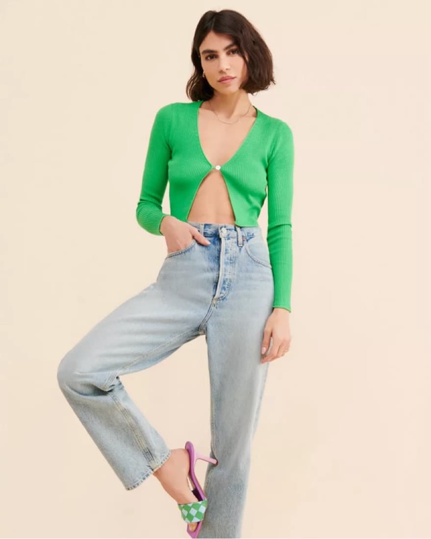 Urban Outfitters Green Cropped Cardigan  - Image 2