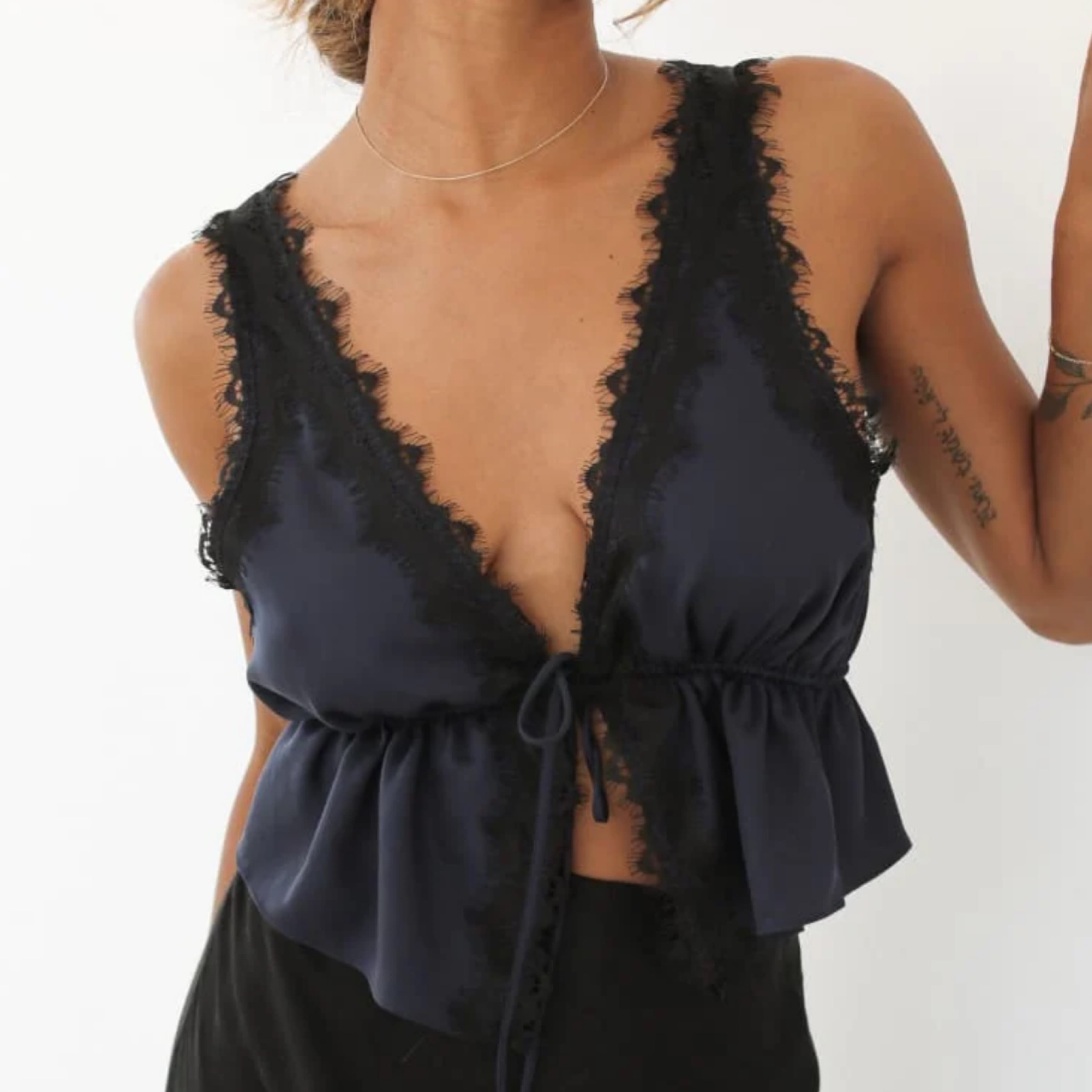 Silk Top with lace Trim - Image 4