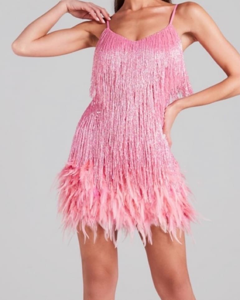 Nadine Merabi Feathered Fringe Dress - Image 2
