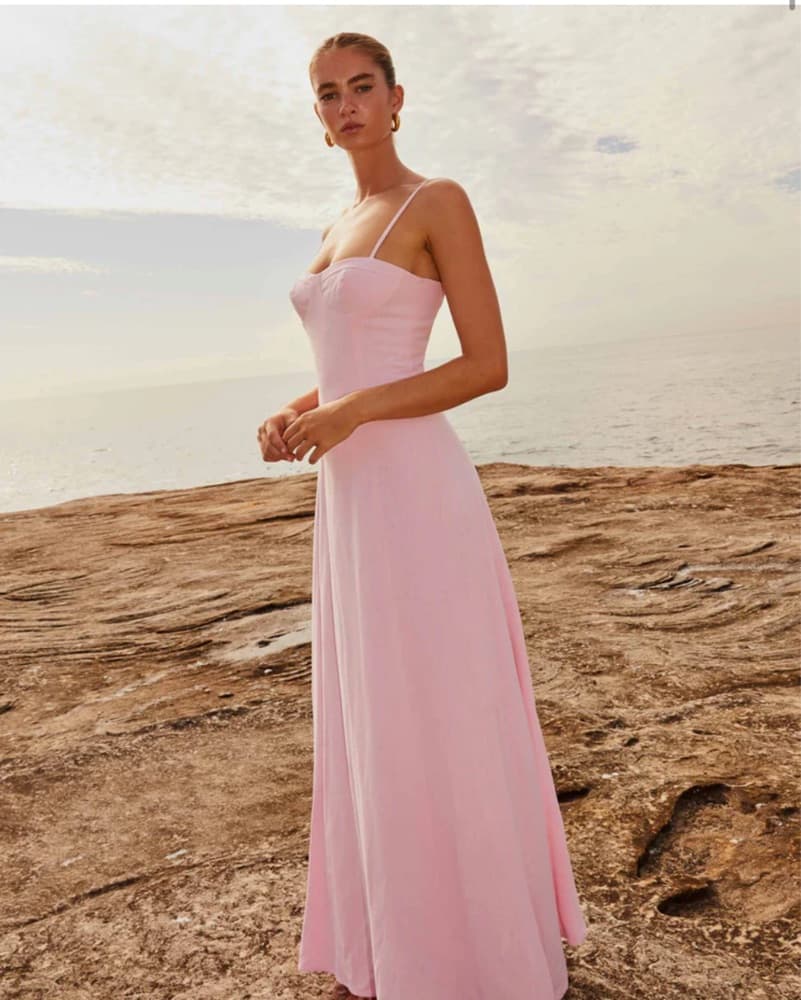 Pink Linen Maxi Dress - Image 1