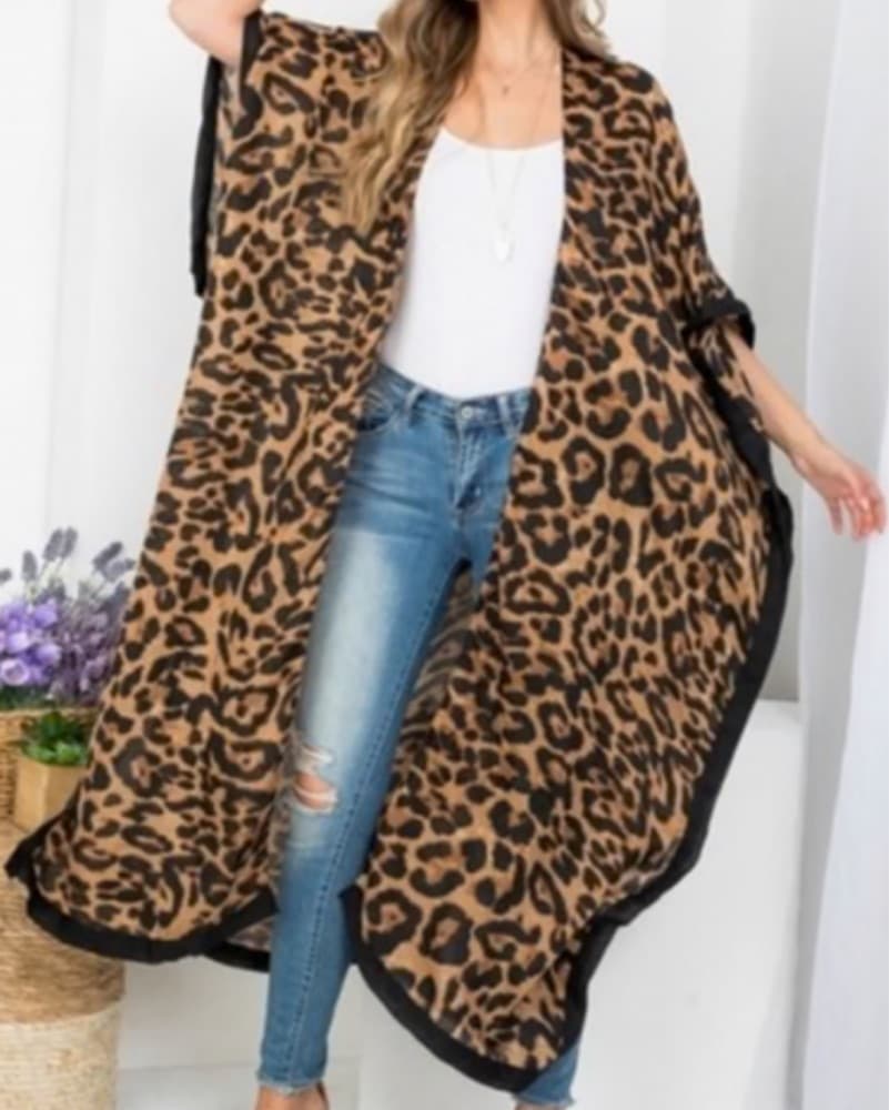 Leopard Print Coverup Kimono - Image 3