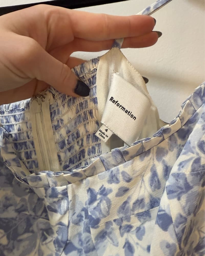 Blue Floral Reformation Dress - Image 4