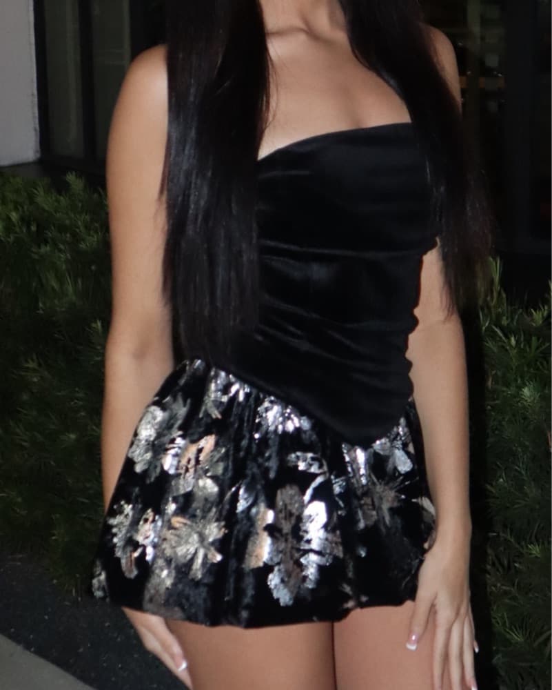 Silver And Black Mini Dress - Image 1