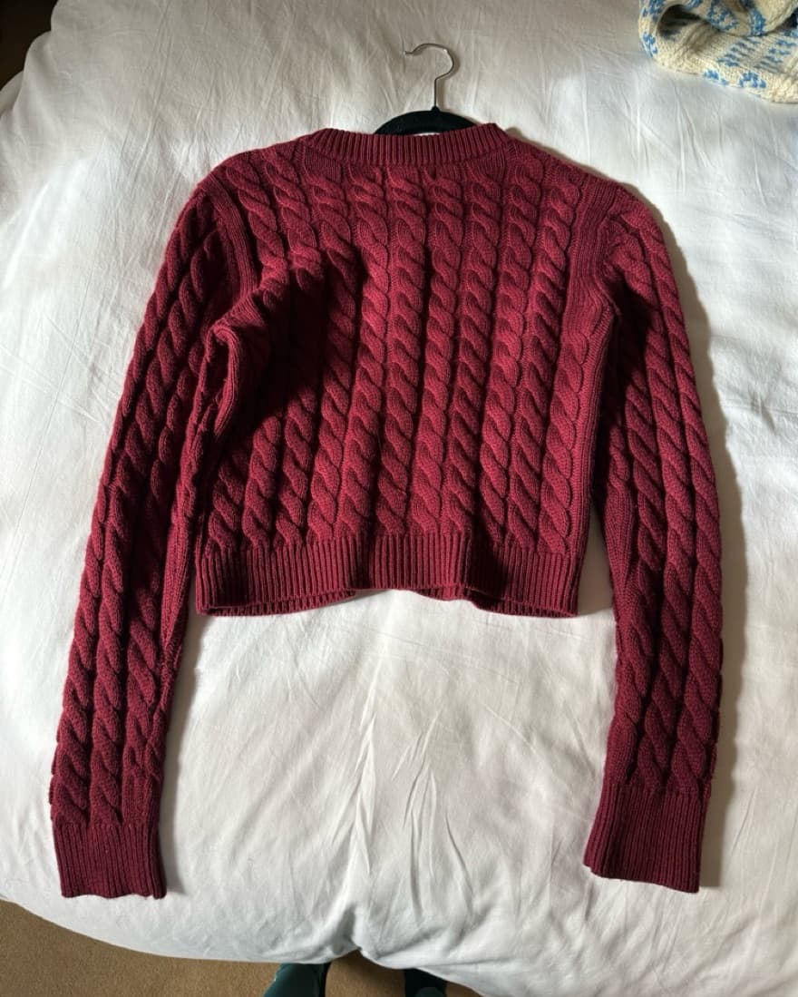 Maroon Gemstone Button Up Sweater - Image 2