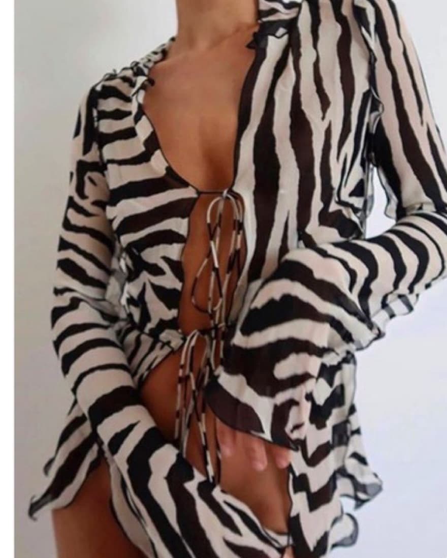Zebra Front Tie Top  - Image 1