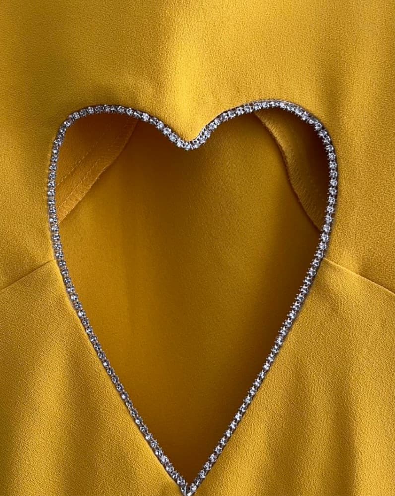 Yellow Formal Dress With Heart Cutout - Image 3