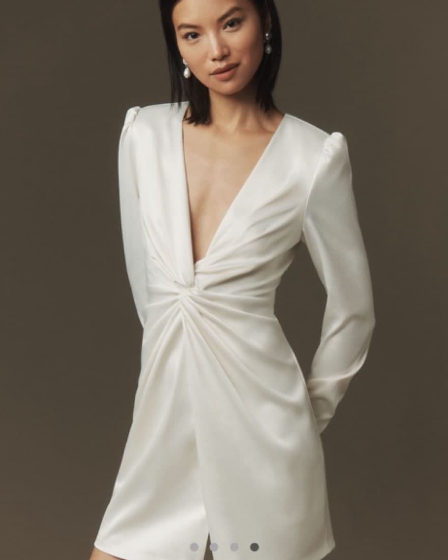 Elegant Twist-Front White Mini Dress - Image 1